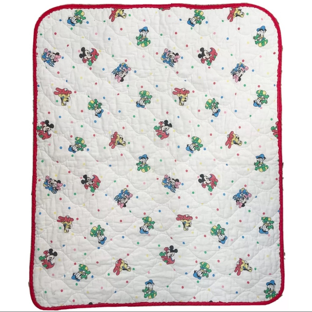 Vtg Dundee Baby Mickey Minnie Crib Comforter Quilt Blanket Disney Pluto